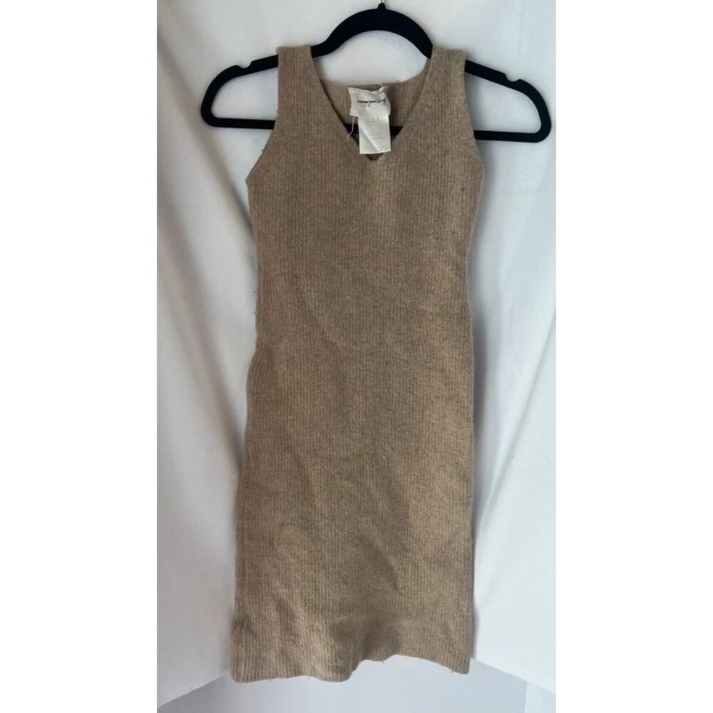 "Missing You Already" Ribbed Wool-Cashmere Knit Tank Dress – Beige